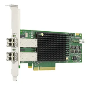 Dell 403-BBLW Emulex LPE32002 32GB Dual-Port PCIe 3.0 Fibre Channel Host Bus Adapter with both brackets and SFPs.